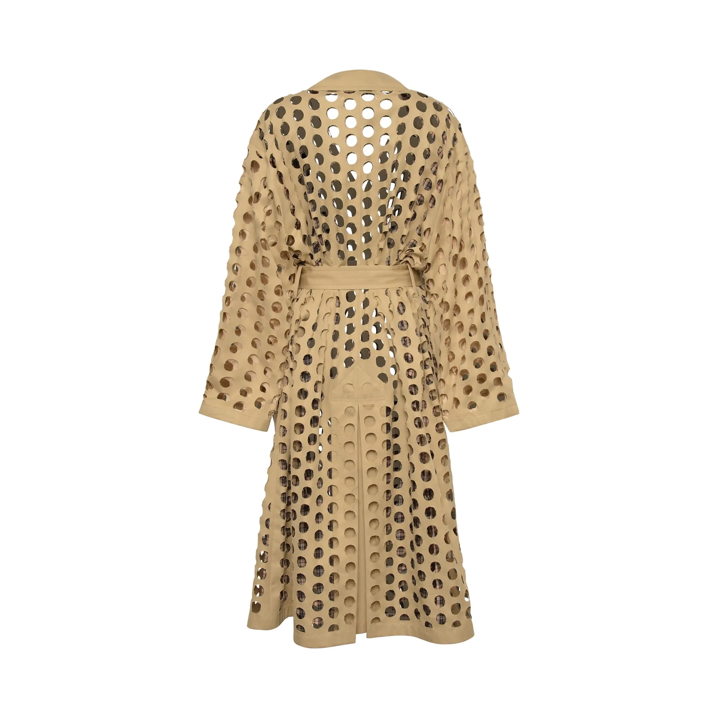 Cutout Holes Trench Coat in Beige