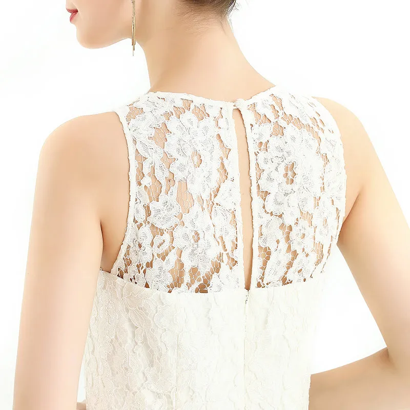 D085 Women floral eyelash lace peplum-waist layered design mermaid dress