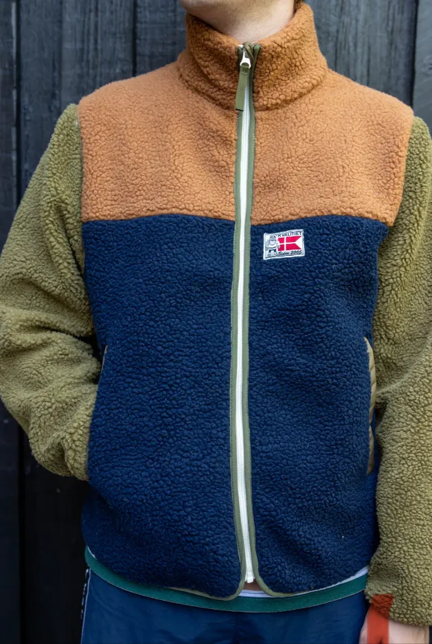 Danefae Danask fleece zip up khaki/navy/tobacco