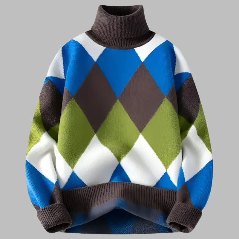 Diamond Sweater: Top-Quality Men's Turtleneck Sweater for Ultimate Warmth and Style.