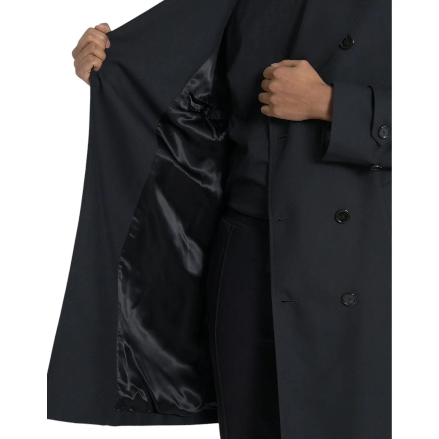 Dolce & Gabbana Black Double Breasted Trench Coat Jacket