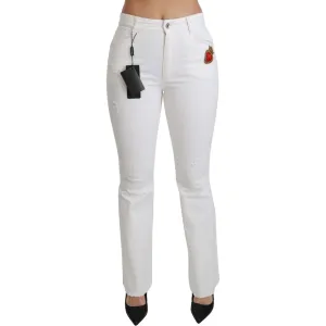 Dolce & Gabbana Chic Flared Mid Waist Embroidered Pants