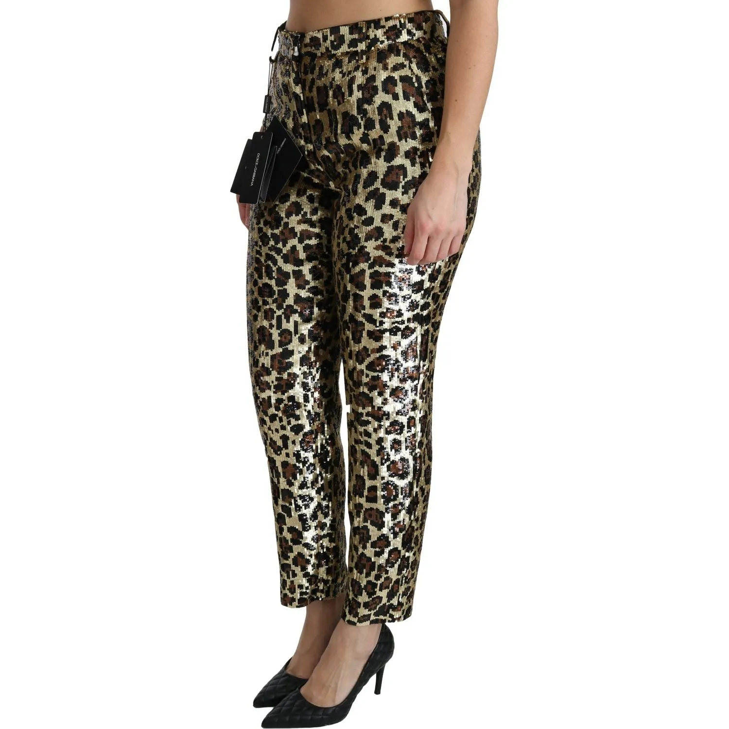 Dolce & Gabbana Chic High Waist Leopard Sequin Pants