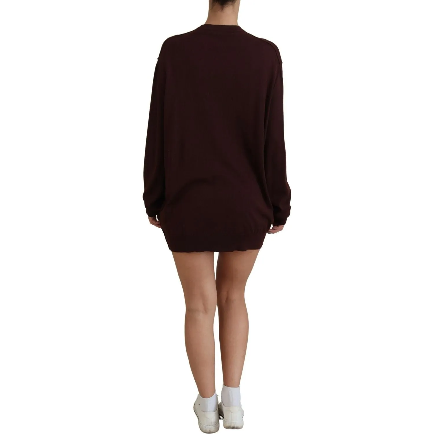 Dolce & Gabbana Chic Maroon V-Neck Wool Cardigan