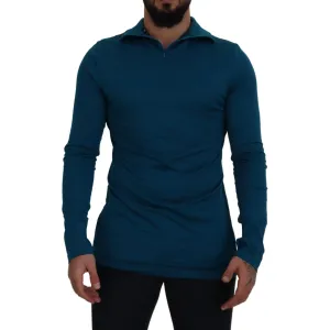 Dolce & Gabbana Elegant Blue Cotton Pullover Sweater