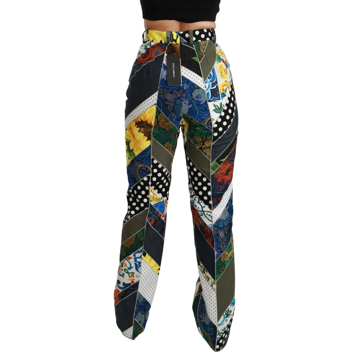 Dolce & Gabbana Elegant High Waist Multicolor Straight Pants