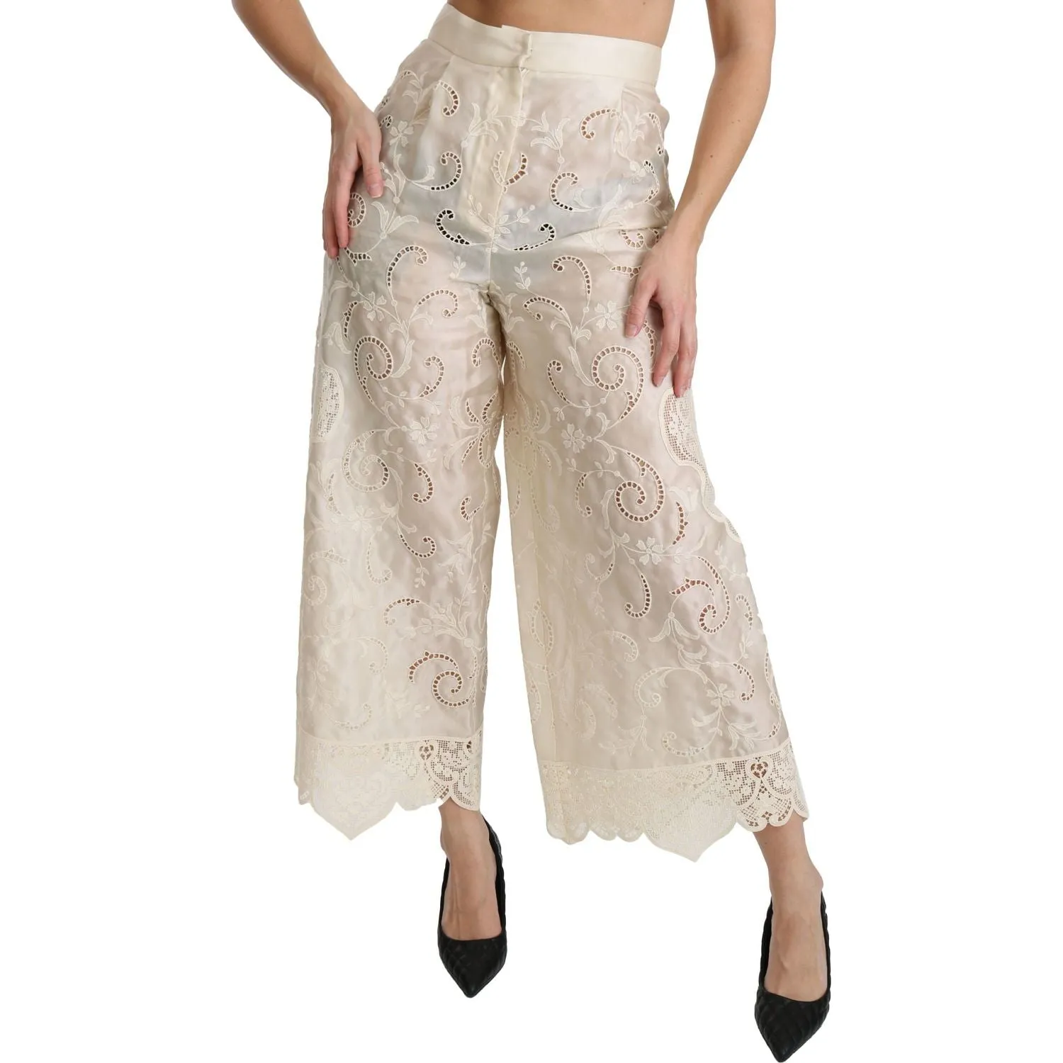 Dolce & Gabbana Elegant High Waist Palazzo Cropped Pants