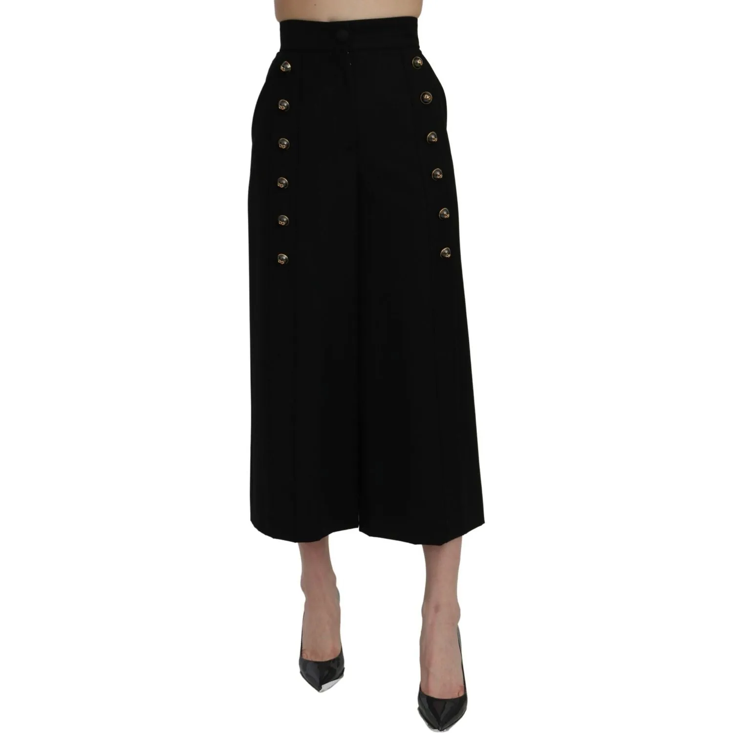 Dolce & Gabbana Elegant High Waist Wide Leg Wool Pants