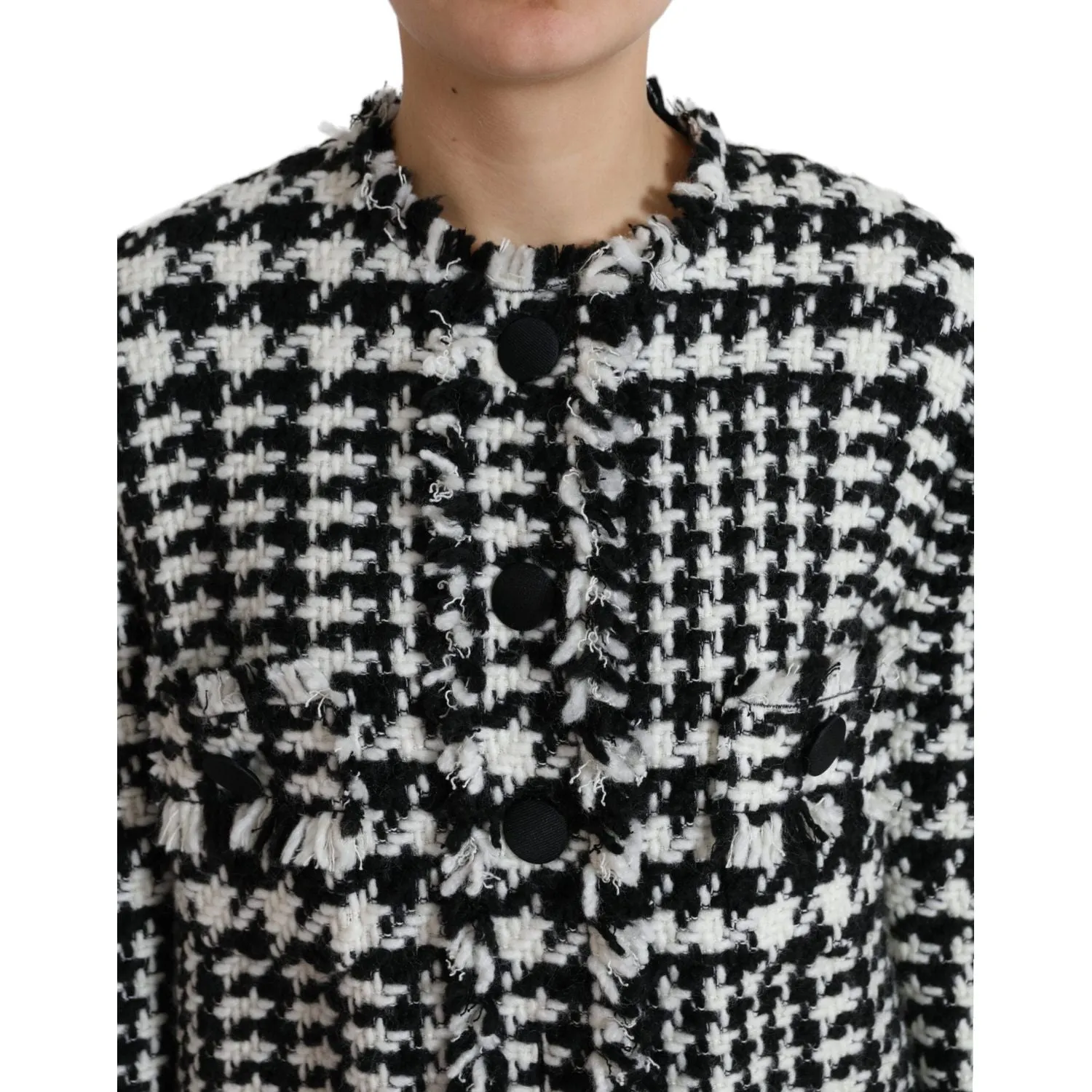 Dolce & Gabbana Elegant Houndstooth Long Trench Coat