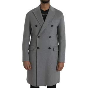 Dolce & Gabbana Gray Double Trench Coat Cashmere Jacket