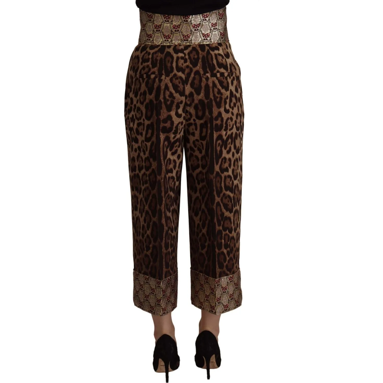 Dolce & Gabbana High Waist Cropped Leopard Jacquard Pants