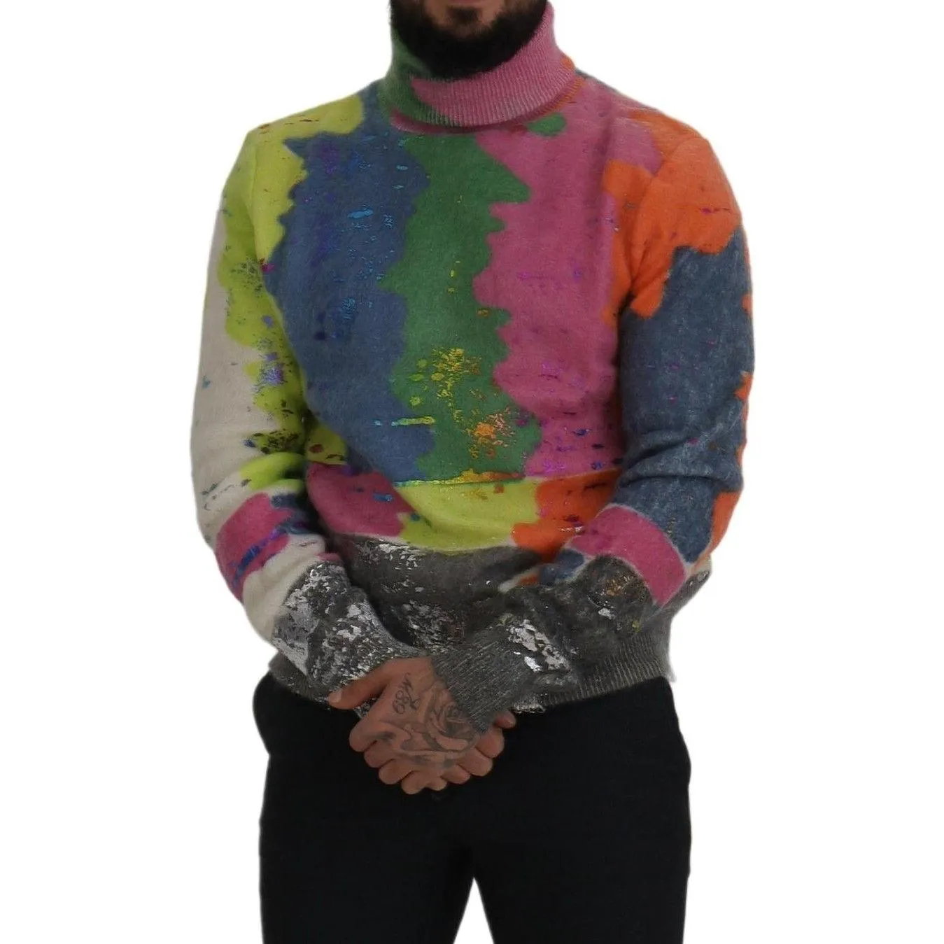 Dolce & Gabbana Multicolor Turtleneck TV Motive Sweater