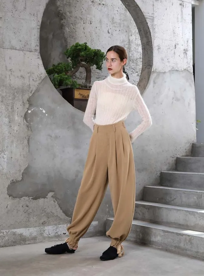 Drape Loose High Waist Casual Long Pants / Wide Leg Harem