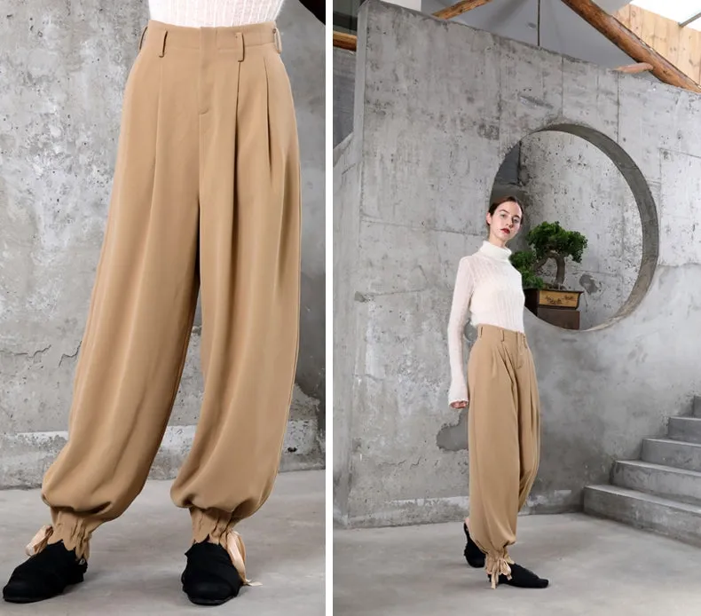 Drape Loose High Waist Casual Long Pants / Wide Leg Harem