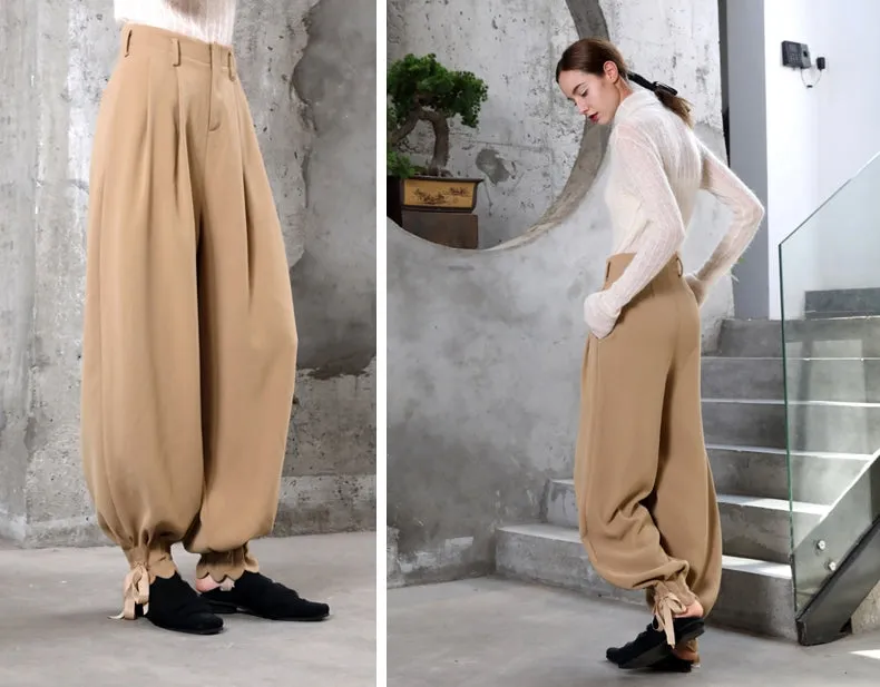 Drape Loose High Waist Casual Long Pants / Wide Leg Harem