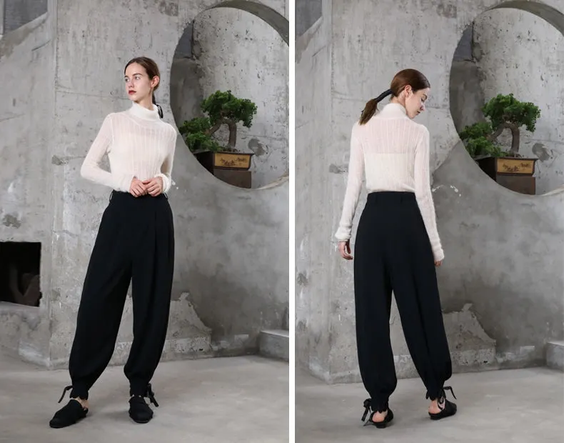 Drape Loose High Waist Casual Long Pants / Wide Leg Harem