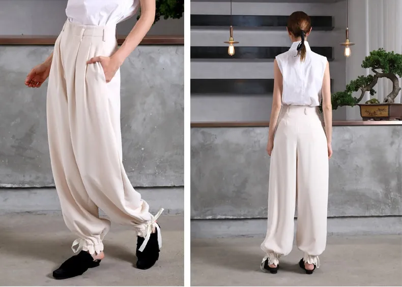 Drape Loose High Waist Casual Long Pants / Wide Leg Harem