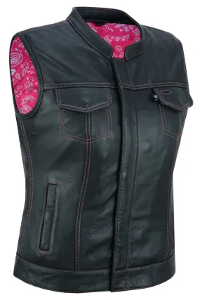 DS281 Violet Pink Women's Leather Vest