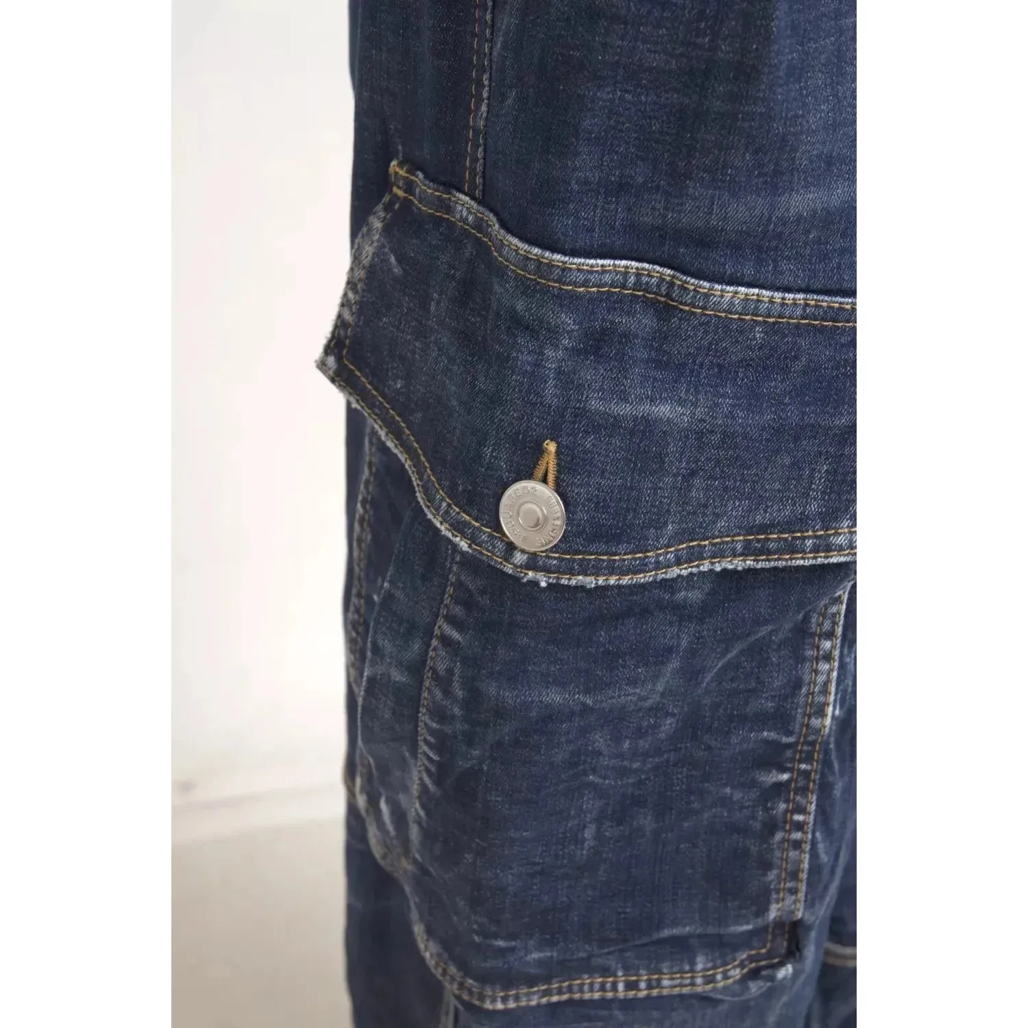 Dsquared² Blue High Waist Cotton Cargo Baggy Denim Jeans