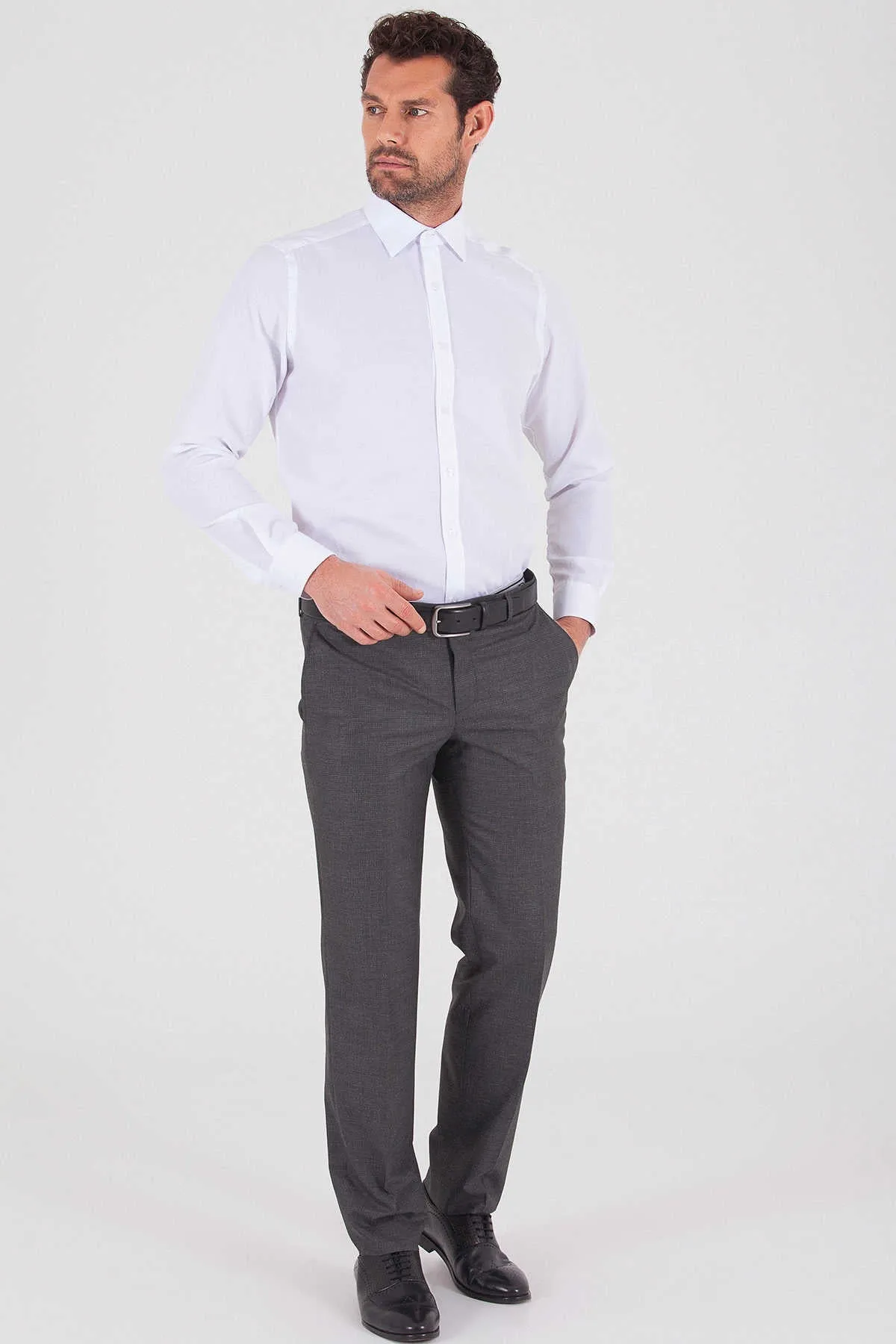 Dynamic Fit Side Pocket Low Waist Gray Dress Pants