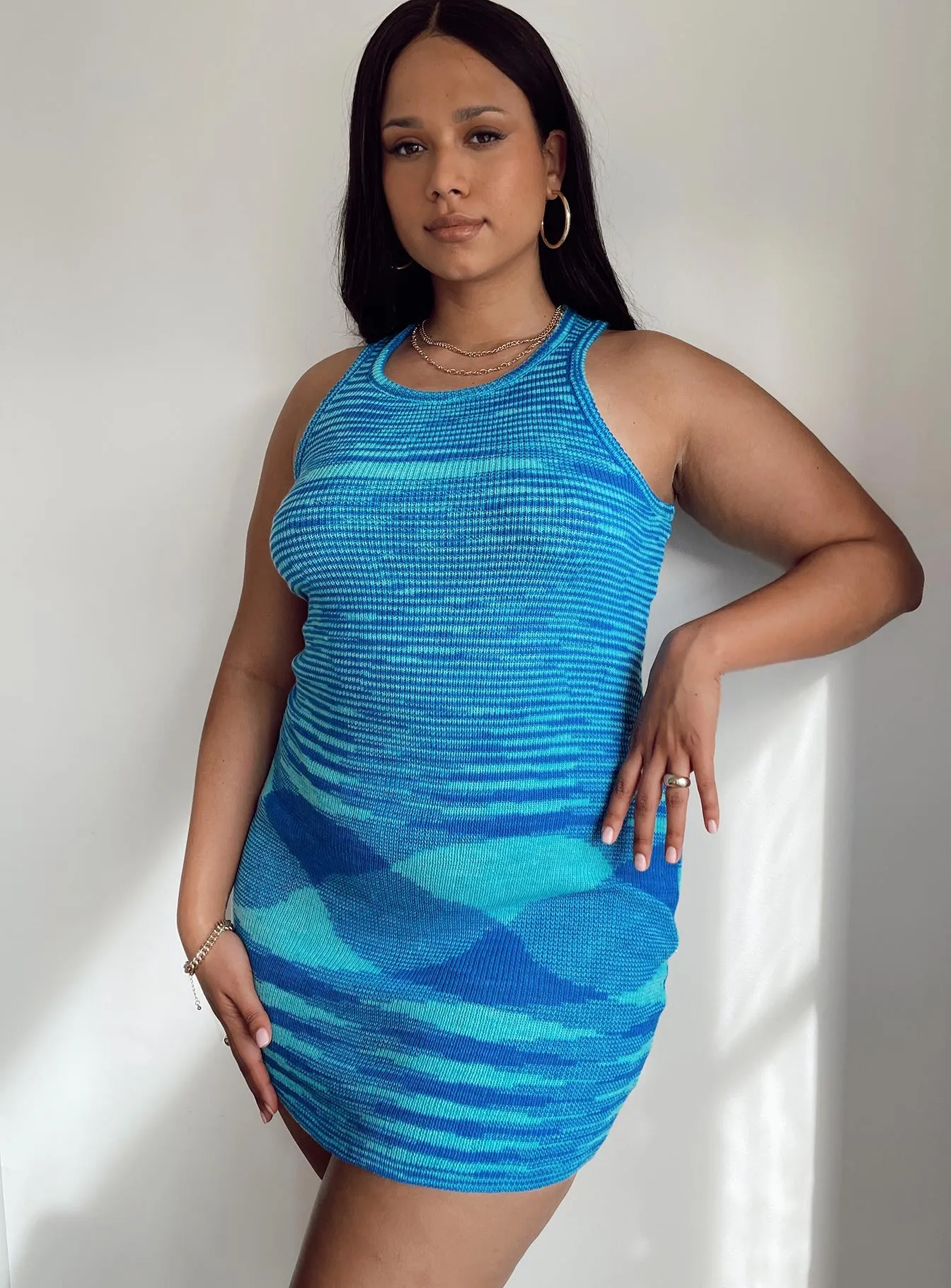 Elish Mini Dress Blue Curve