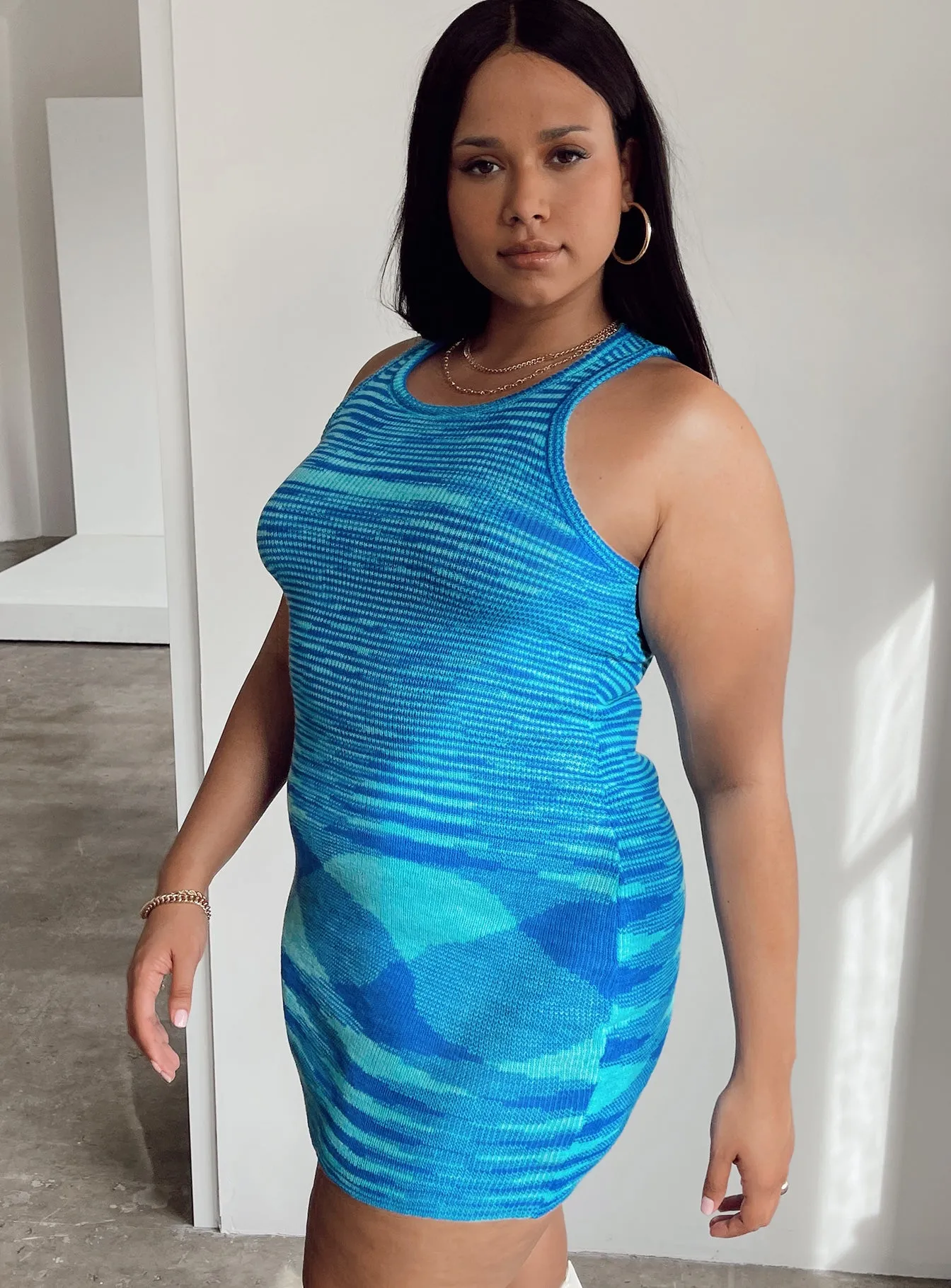 Elish Mini Dress Blue Curve