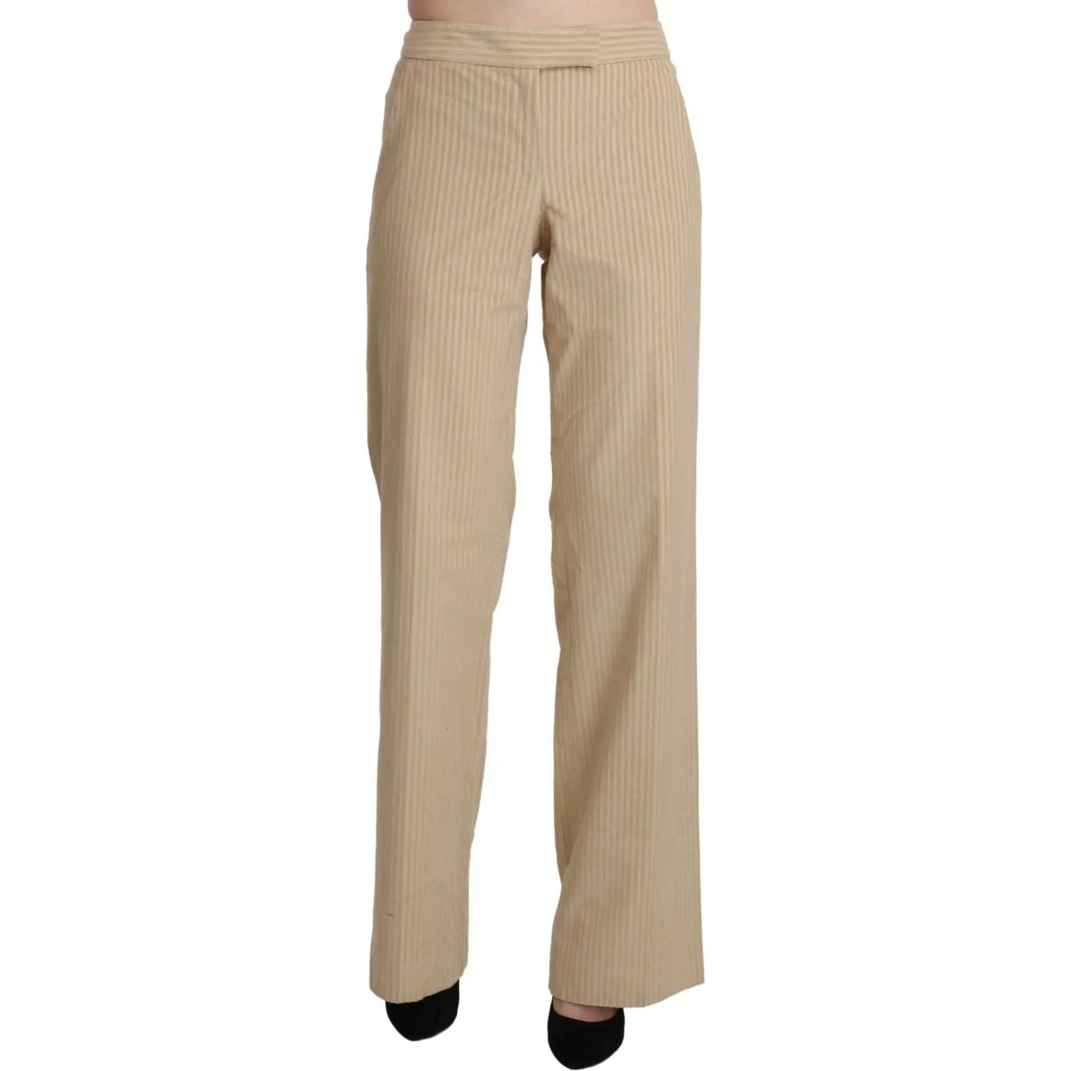 Ermanno Scervino Chic Beige High-Waist Wide Leg Pants