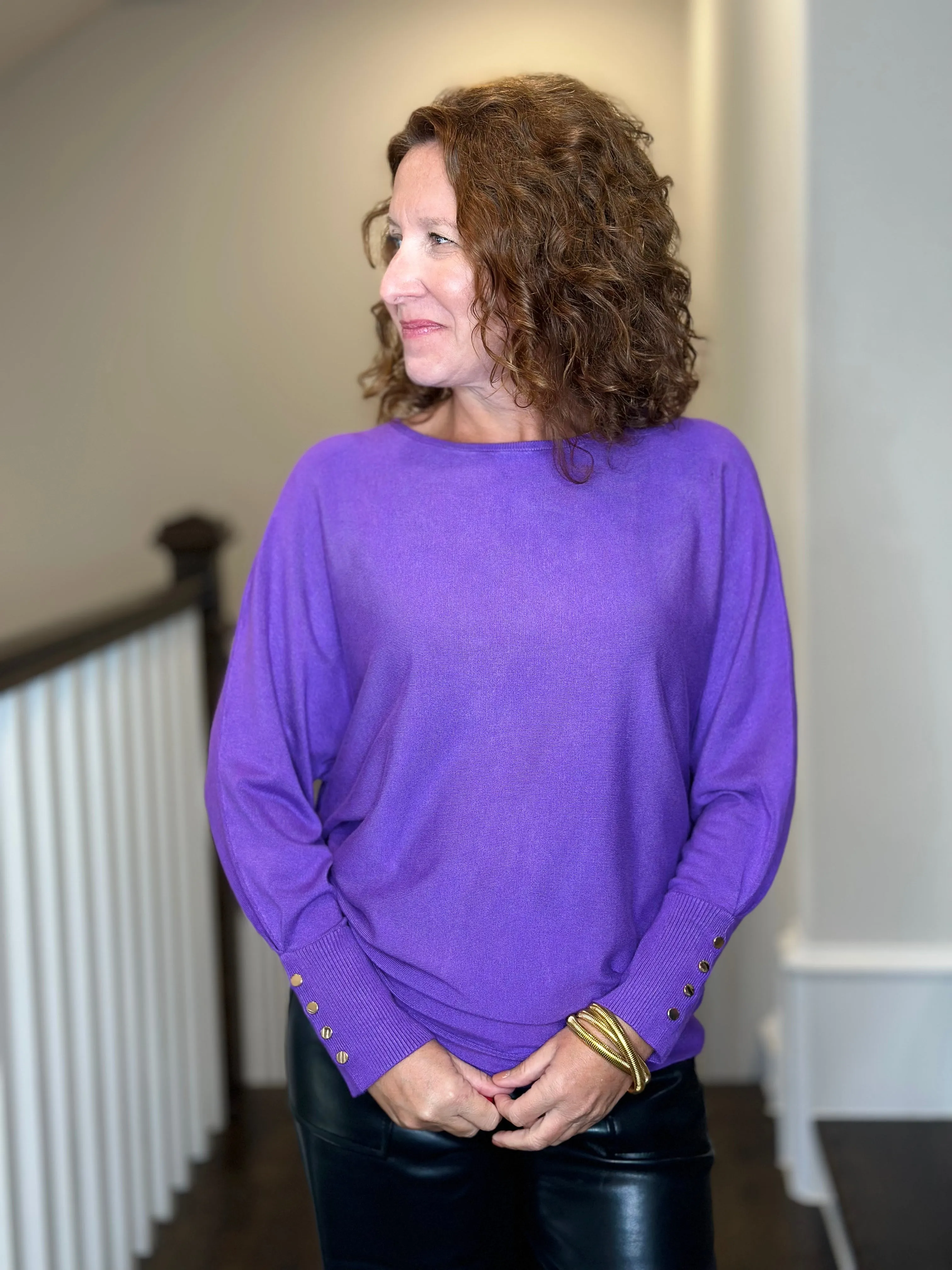 Esqualo Batwing Sweater in Deep Lavender