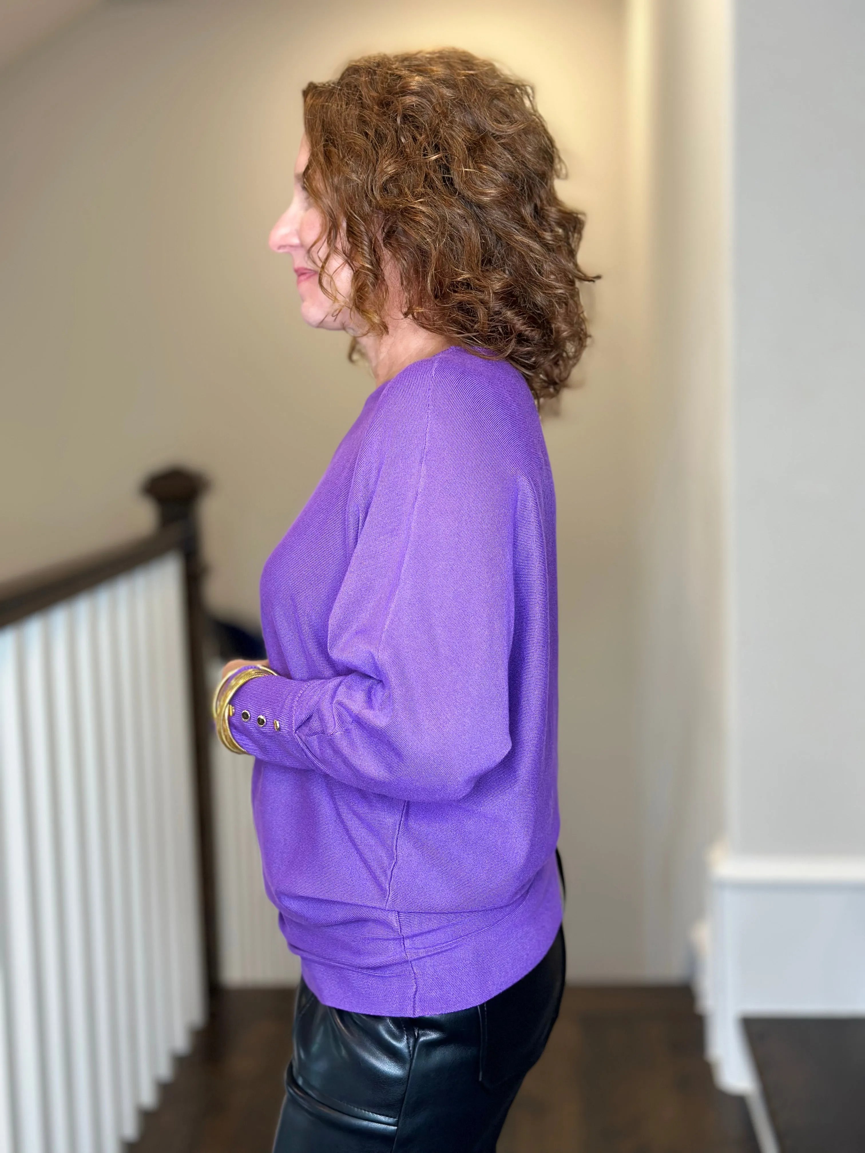 Esqualo Batwing Sweater in Deep Lavender