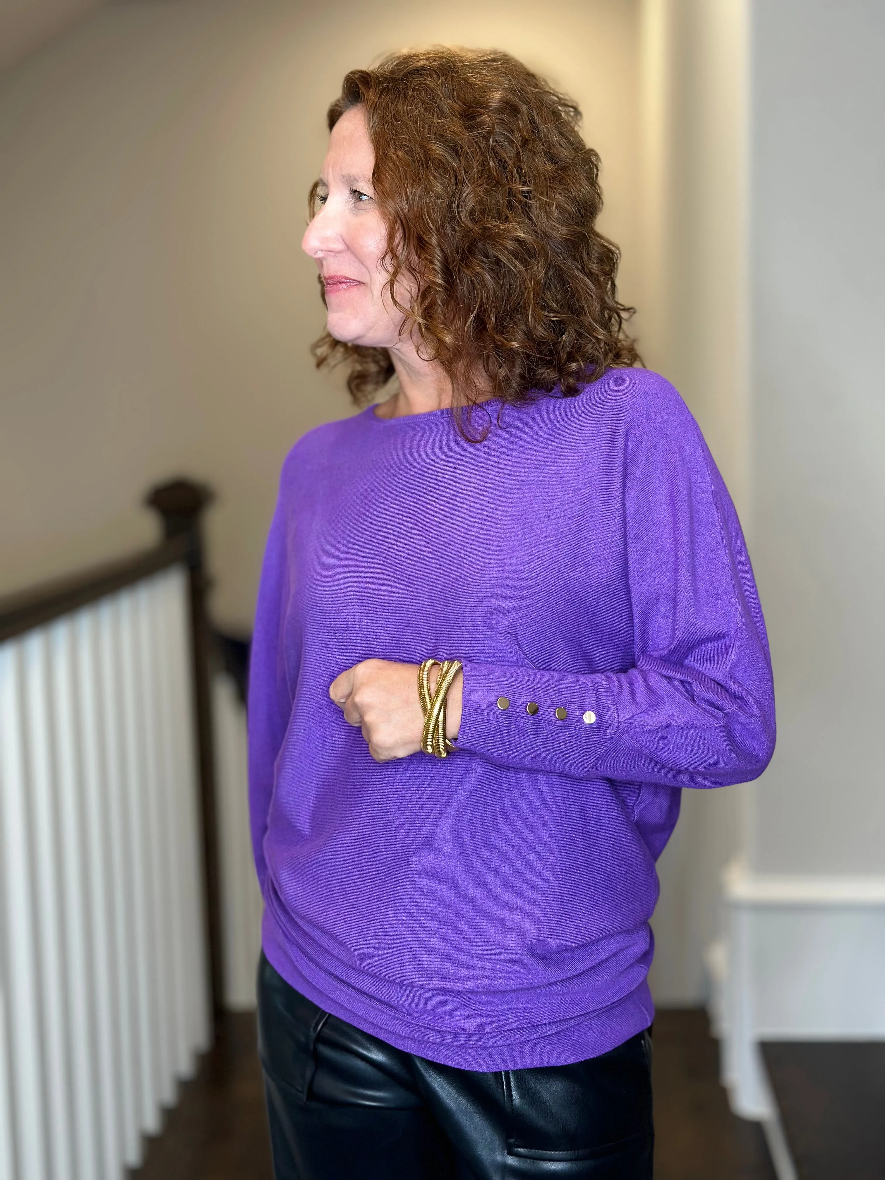 Esqualo Batwing Sweater in Deep Lavender