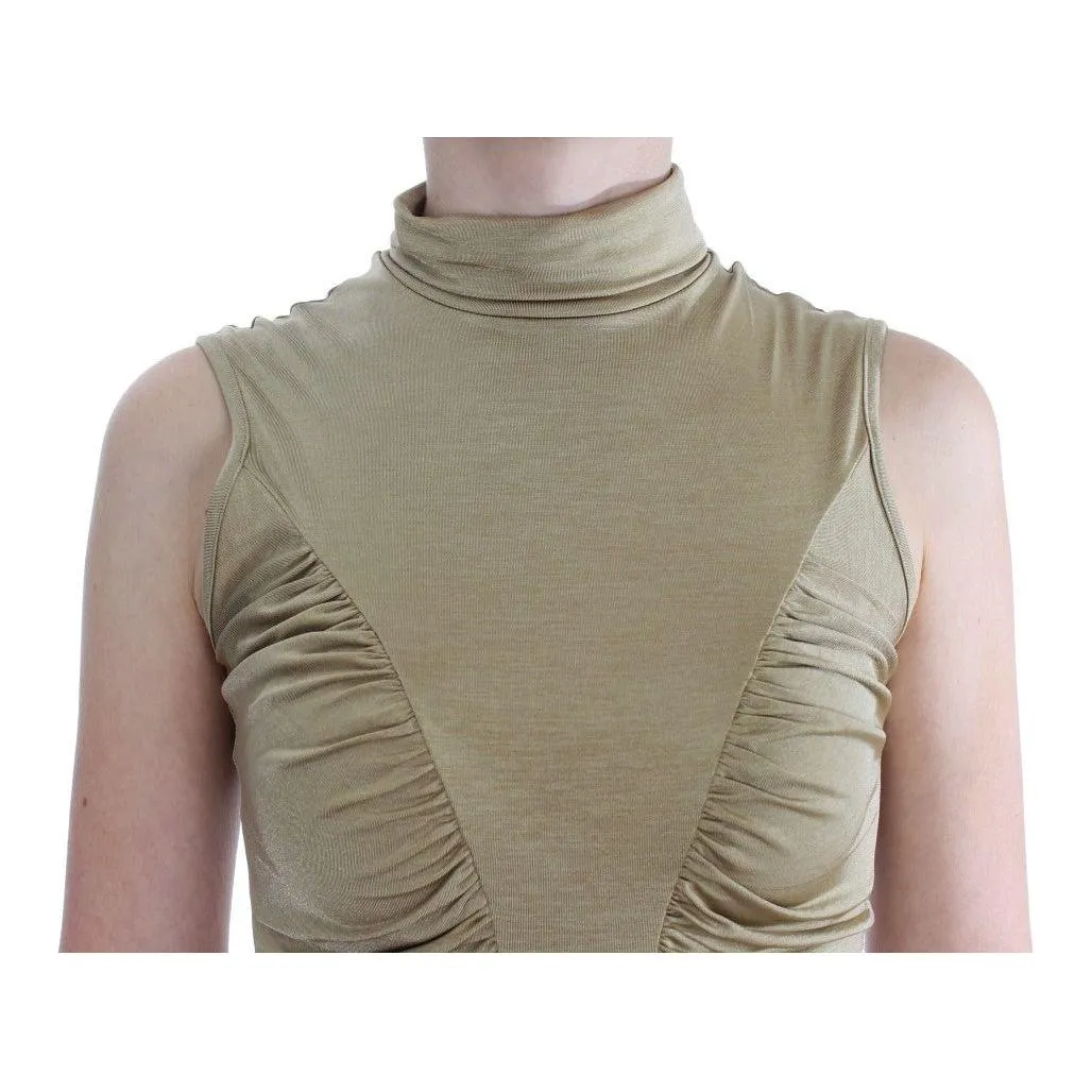 Exte Glamorous Gold Turtleneck Vest Top