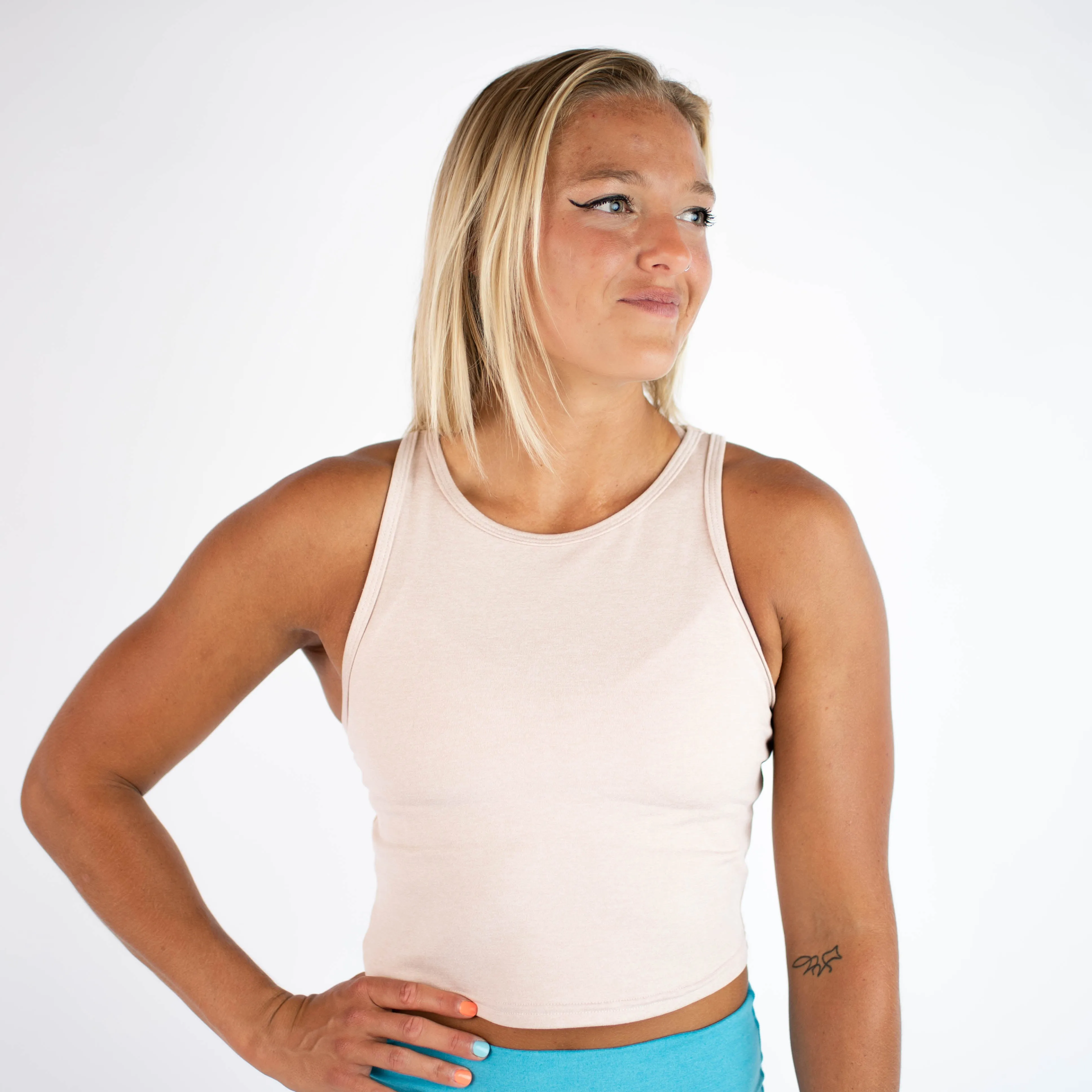 FLEO Tempo Crop Tank - Shell Rose