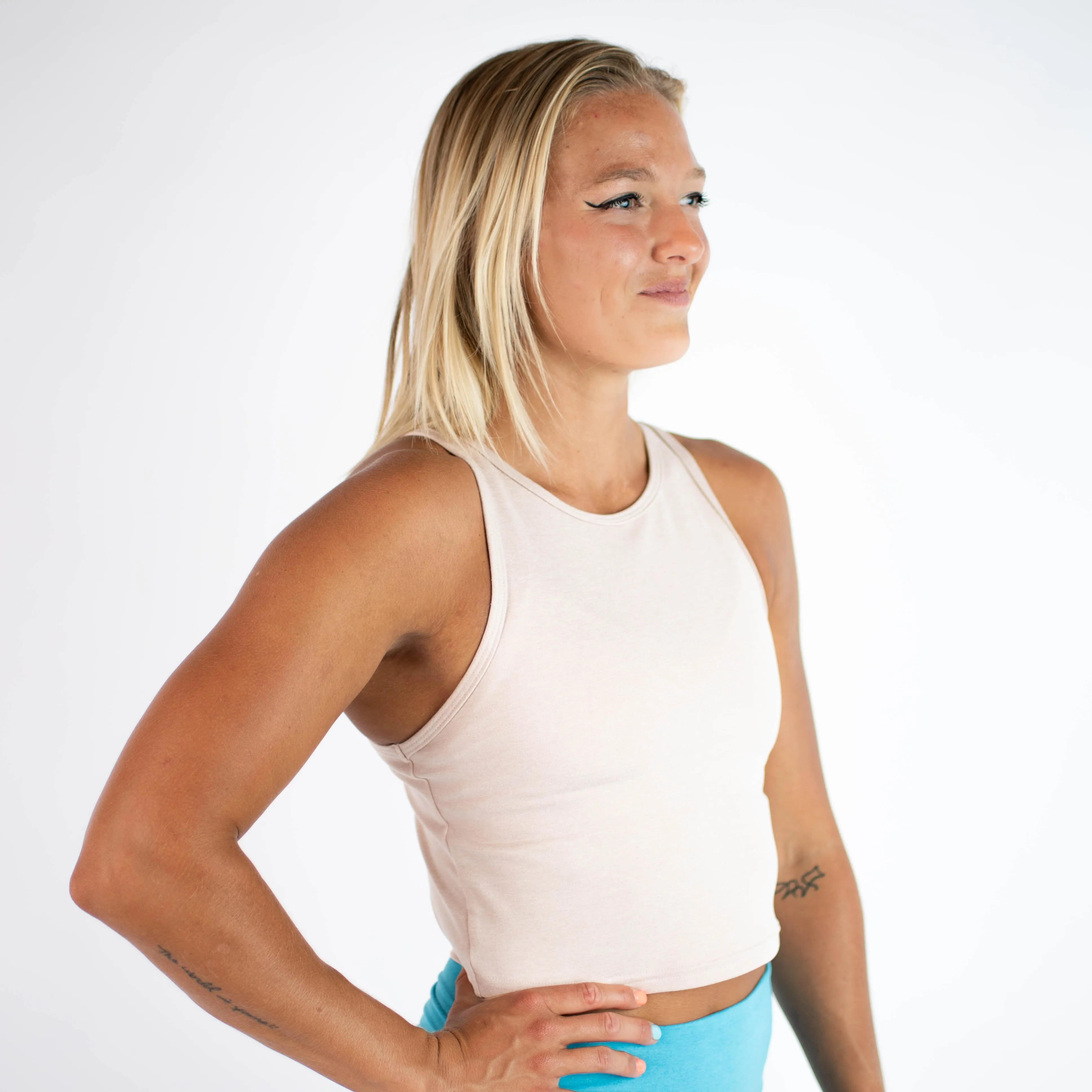 FLEO Tempo Crop Tank - Shell Rose