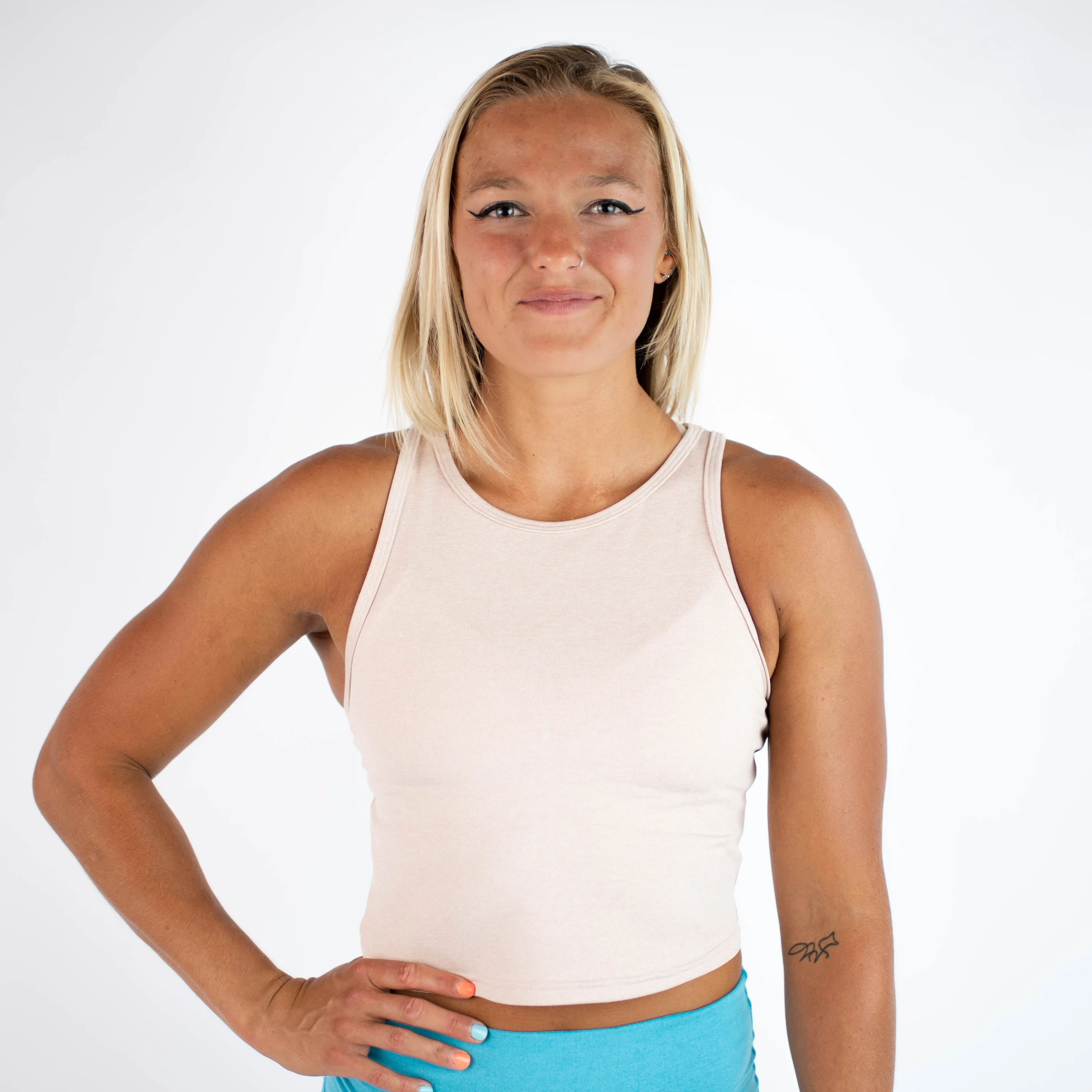 FLEO Tempo Crop Tank - Shell Rose