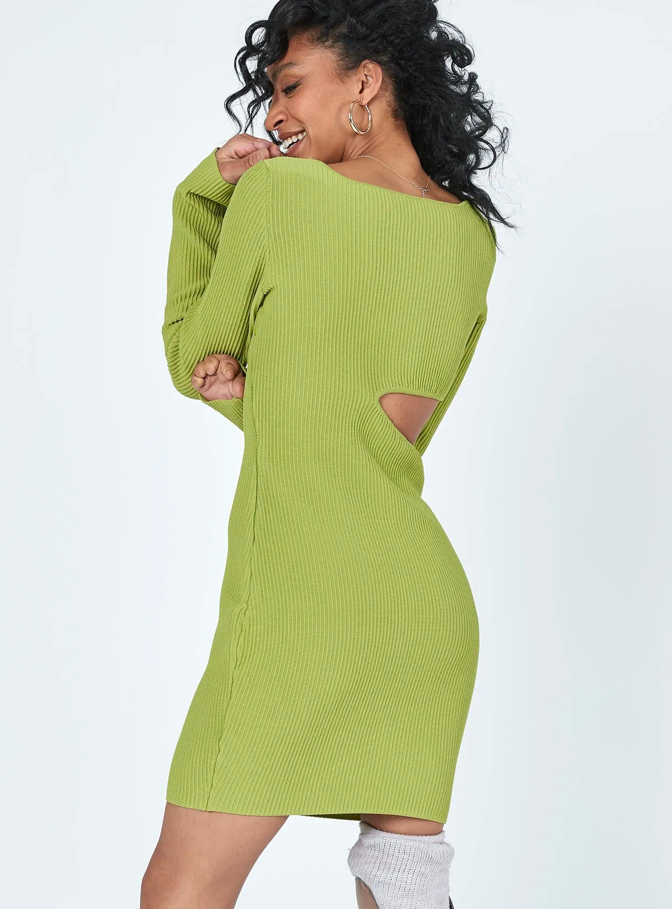 Giana Long Sleeve Mini Dress Green