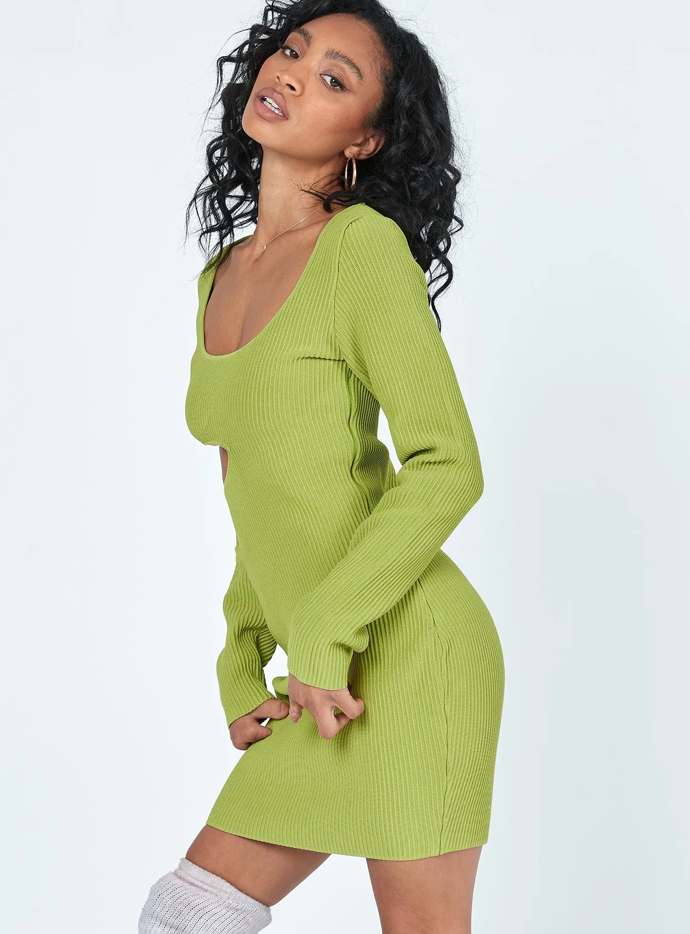 Giana Long Sleeve Mini Dress Green