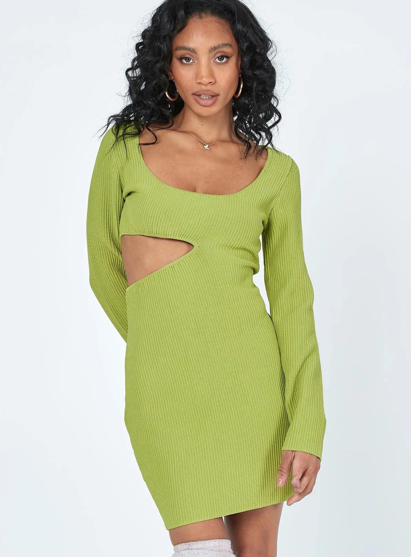 Giana Long Sleeve Mini Dress Green