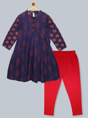 Girls Full Sleeve Printed Kurta & Legging Set