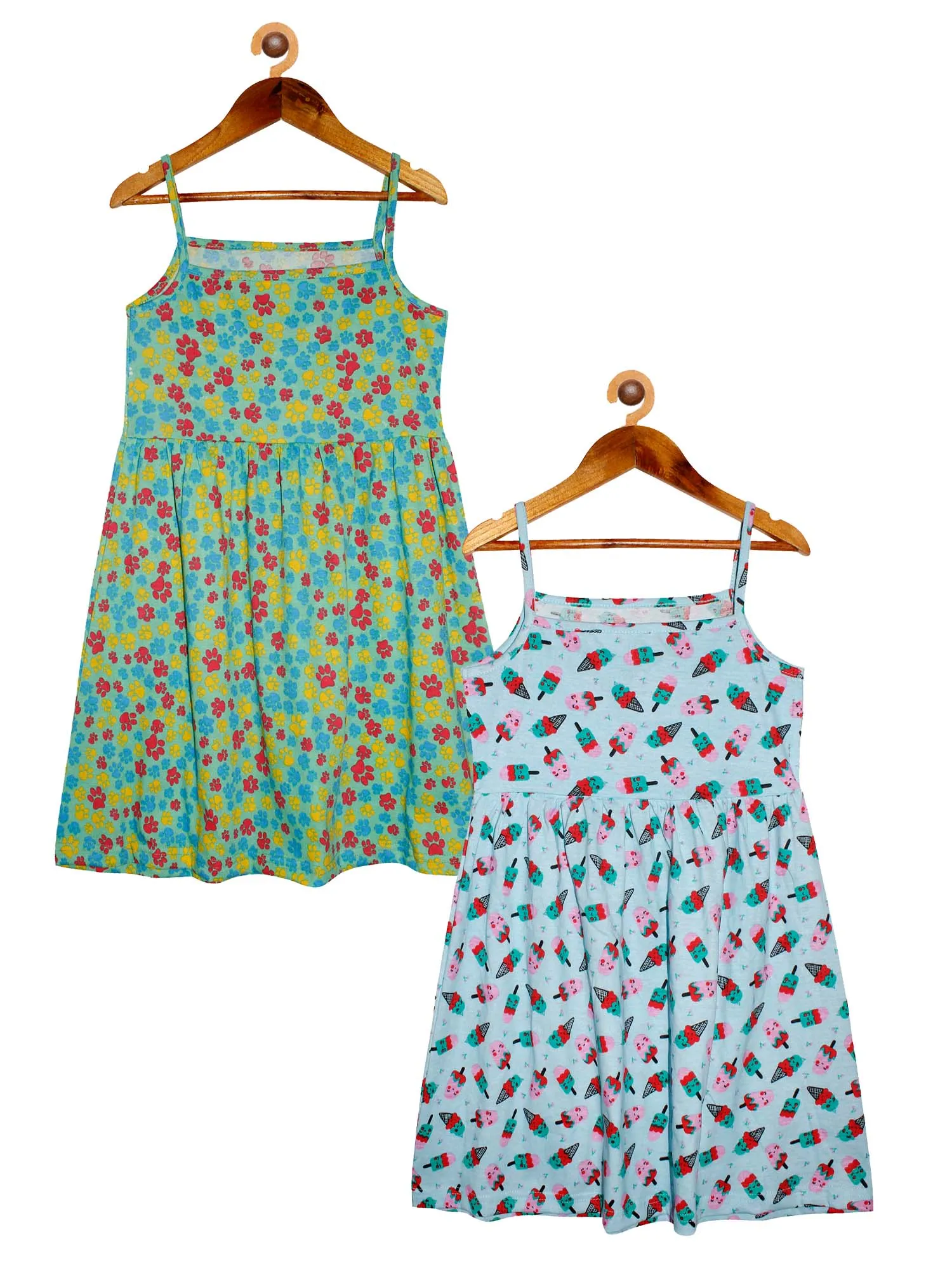 Girls Printed Strap Dress- Pack of 2