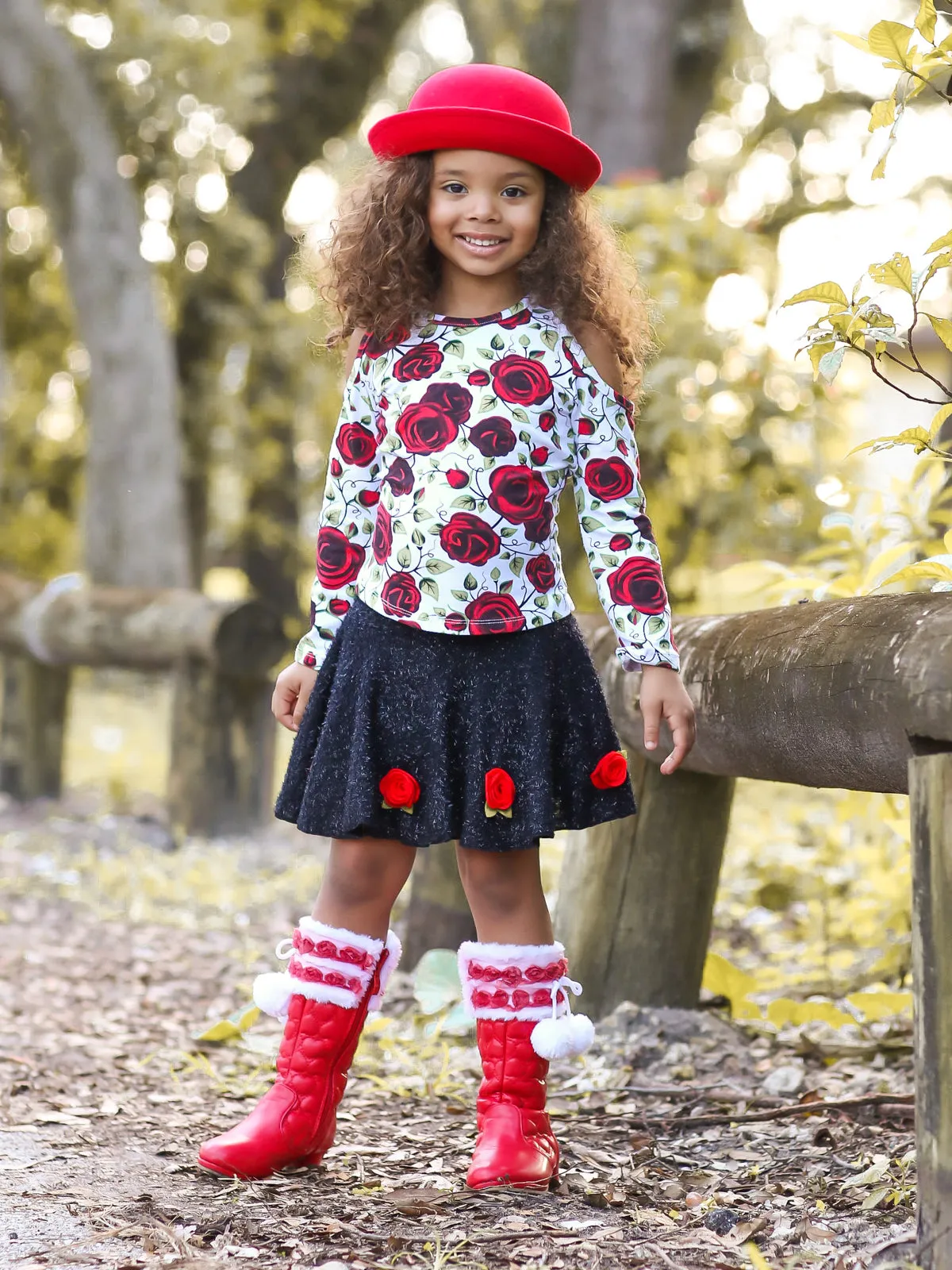 Girls Rose Garden Top and Skirt Set