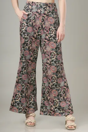 Glam Up Your Style: Black Floral Flared Trouser