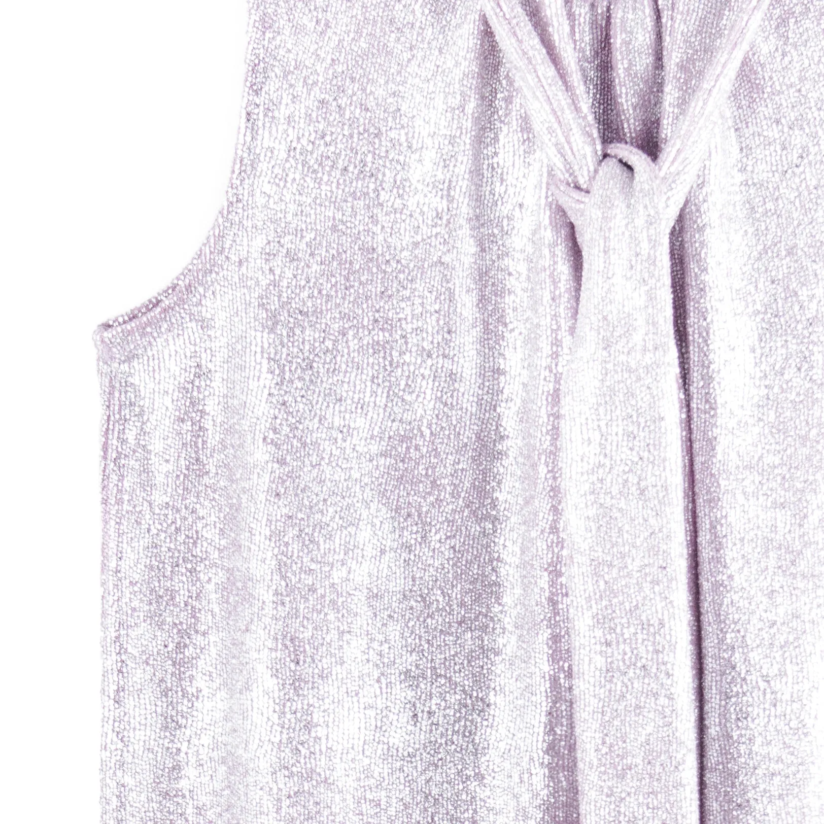 Glitter Foil - Mock Neck-Tie Detail Top - Pink - Limited Sizes!