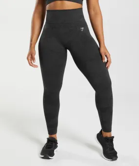 Gymshark Adapt Camo Seamless Leggings - Black/Onyx Grey