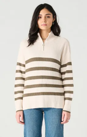 Half Zip Striped Sweater Top (Dex)