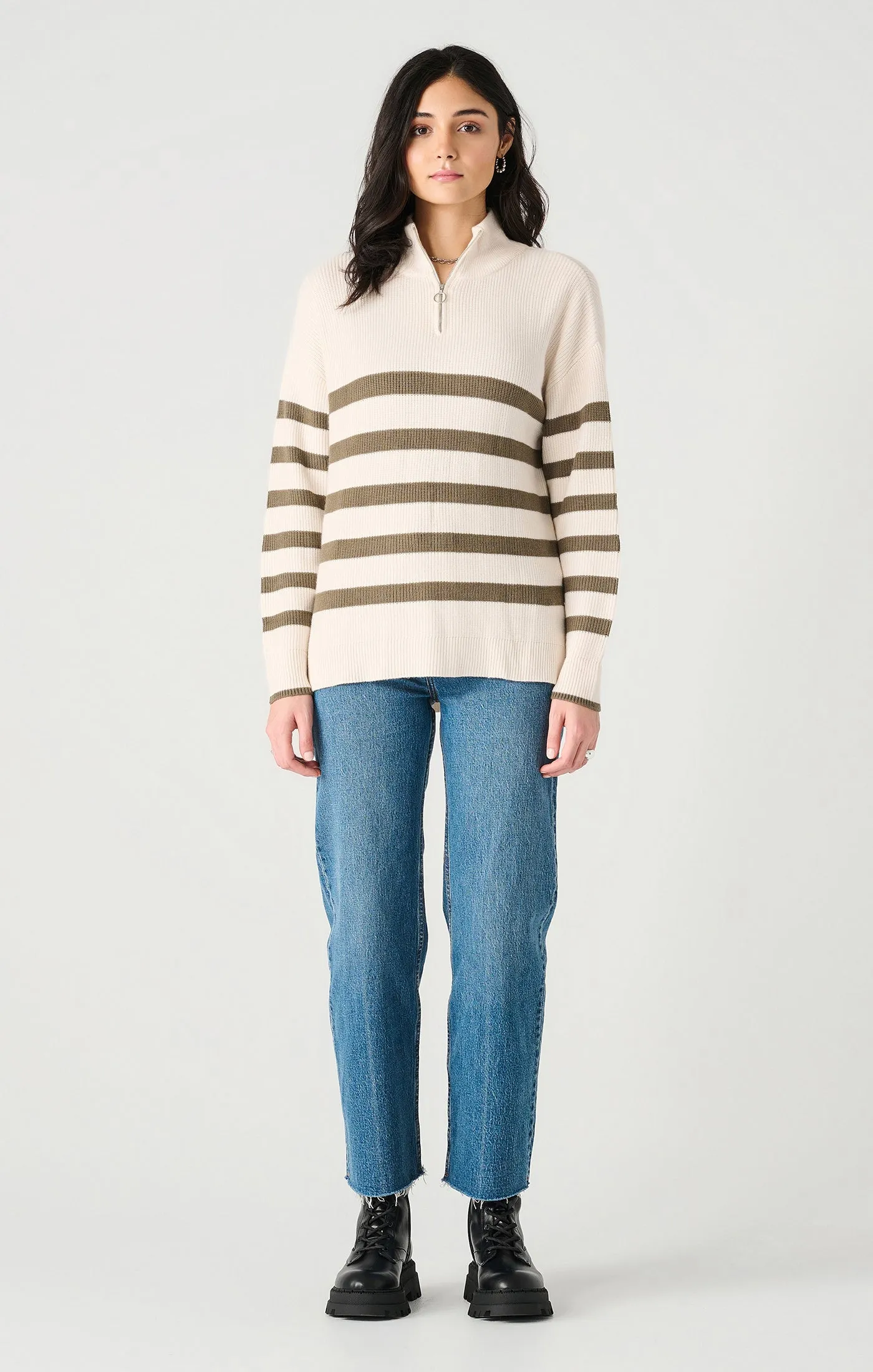 Half Zip Striped Sweater Top (Dex)