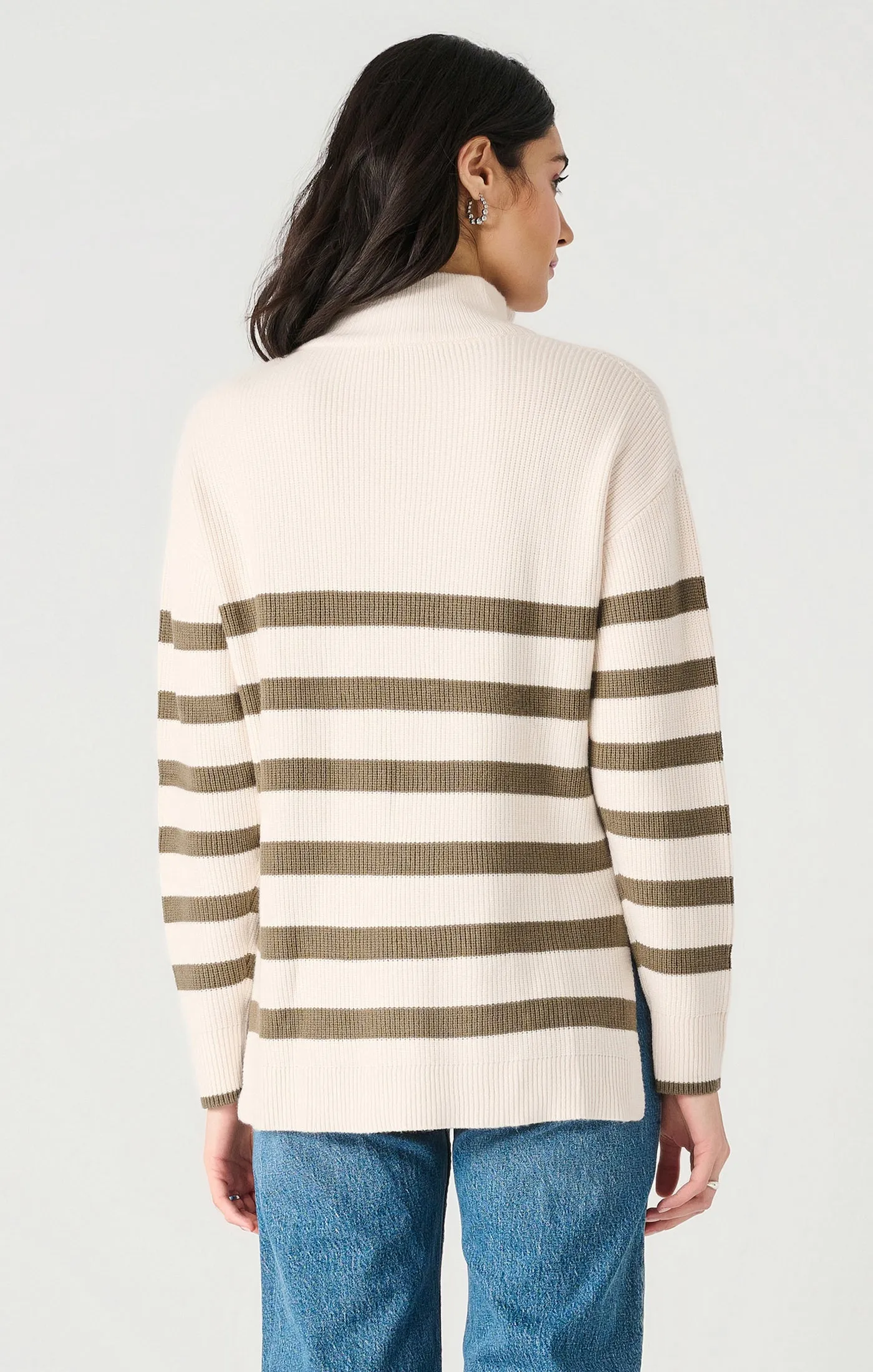 Half Zip Striped Sweater Top (Dex)