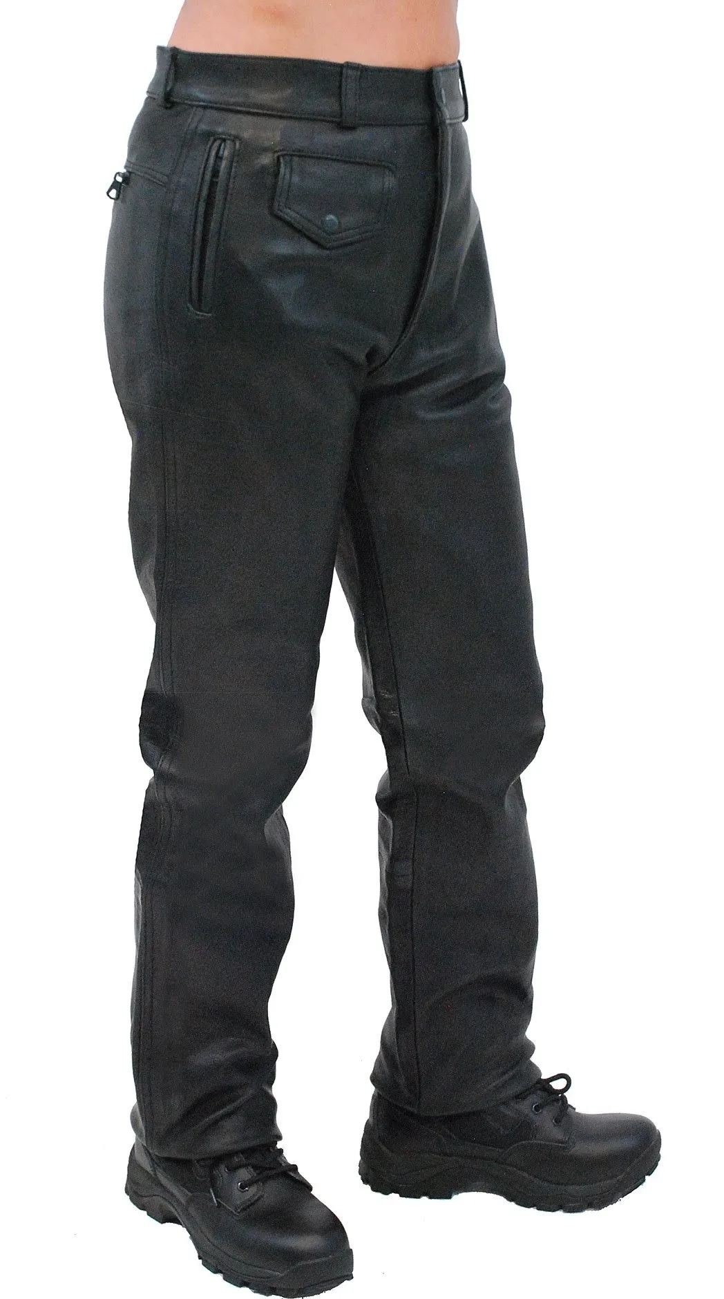 Heavy Women's Genuine Buffalo Leather Motorcycle Pants #LP375K ()