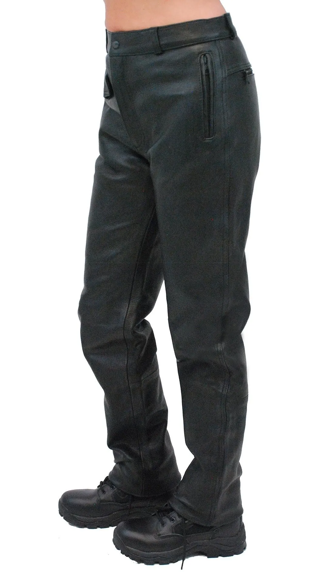 Heavy Women's Genuine Buffalo Leather Motorcycle Pants #LP375K ()