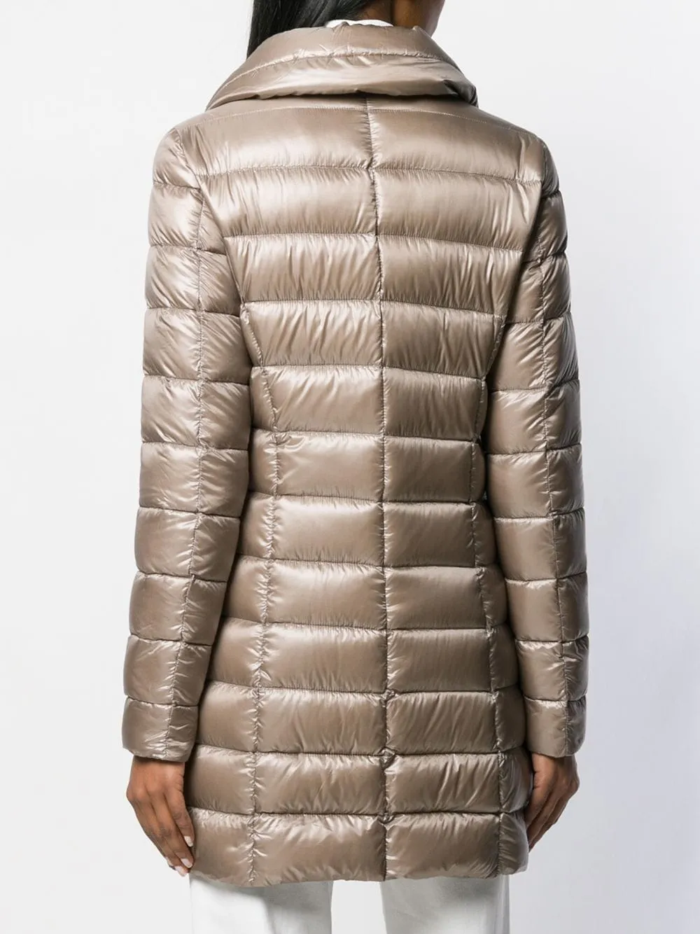 HERNO Elegant Dove Grey Midi Puffer Jacket