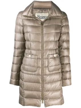 HERNO Elegant Dove Grey Midi Puffer Jacket